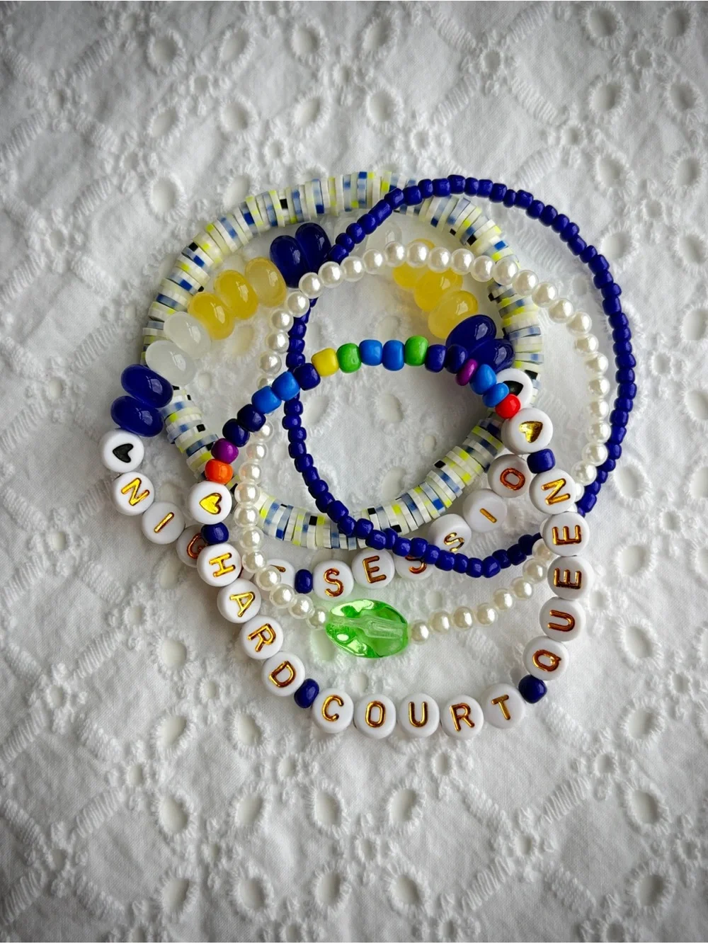 Tenniscore | Handmade Beaded Bracelet Stack of 5 | Summer NYC Grand Slam |
